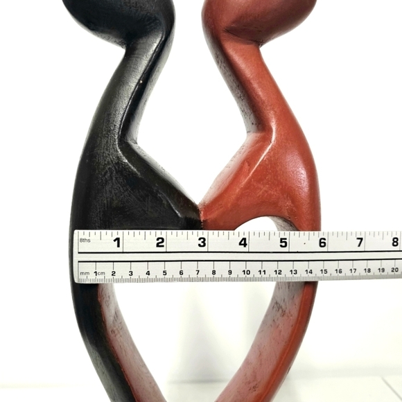 Wooden Hand Carved Romantic Passionate Loving Couple Abstract Figurine Sculpture - Picture 4 of 15